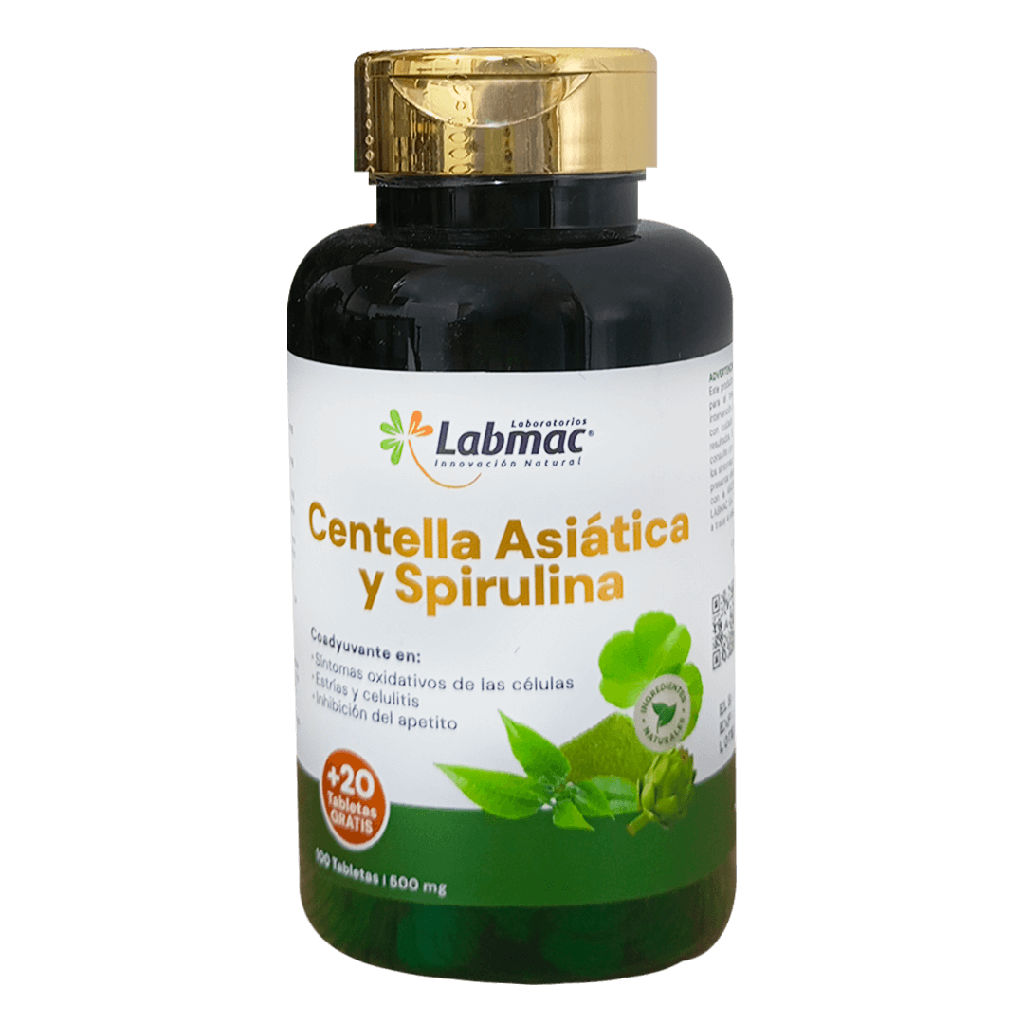 CENTELLA ASIATICA Y SPIRULINA 500MG TABLETAS X100+20 LABMAC CENTELLA ASIATICA Y SPIRULINA 500MG TABLETAS X100+20 LABMAC