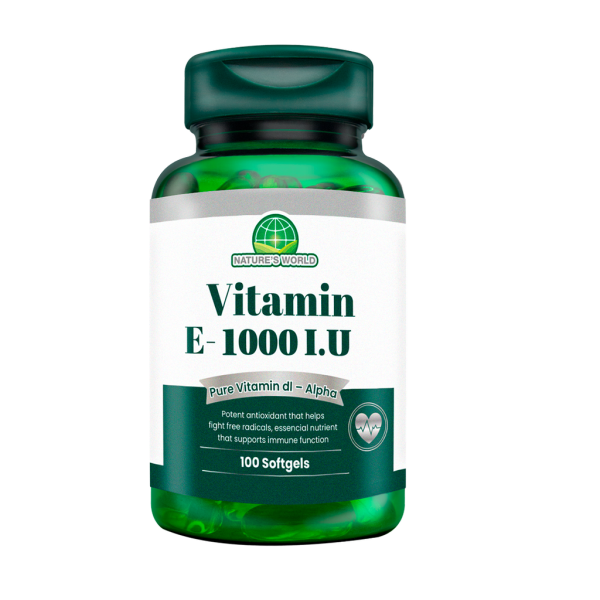 E VITAMIN 1000IU DL-ALPHA SOFTGELS X100 NATURES WORLD
