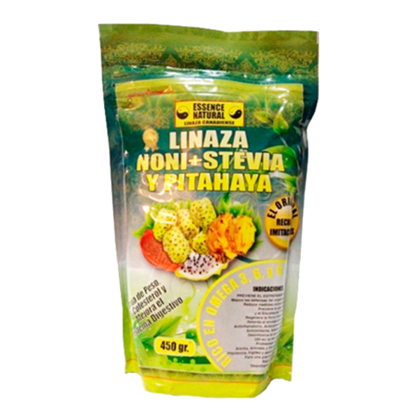 LINAZA NONI + STEVIA Y PITAHAYA POLVO 450GR ESSENCE NATURAL