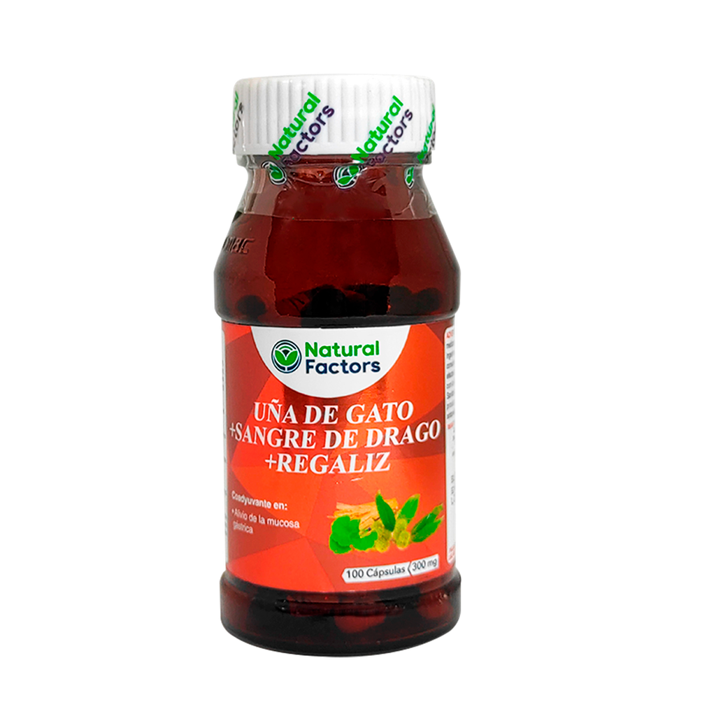 UÑA DE GATO+SANGRE DE DRAGO+REGALIZ CAPSULAS X100 NATURAL FACTORS UÑA DE GATO+SANGRE DE DRAGO+REGALIZ CAPSULAS X100 NATURAL FACTORS